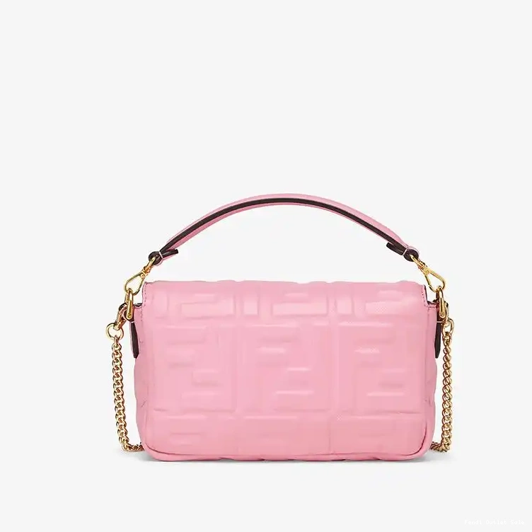 Cheap Pink In Leather Bag Fendi Baguette Motif FF Nappa Mini 0630